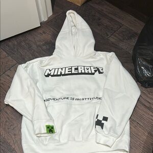 Zara Boys Minecraft White Hoodie with Creeper Design Sz 13/14